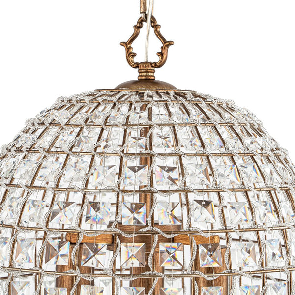 Retro French 1/3-Light K9 Crystal Cage Brass Chandelier - Yiilighting