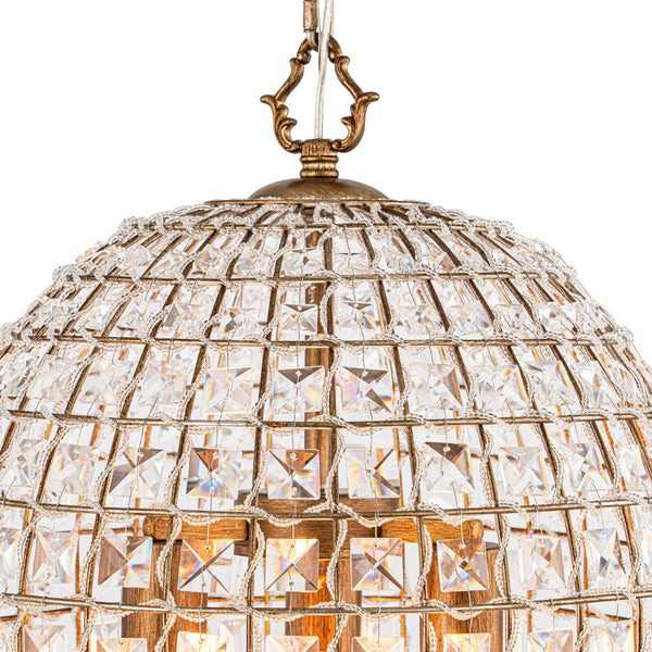 Retro French 1/3-Light K9 Crystal Cage Brass Chandelier - Yiilighting