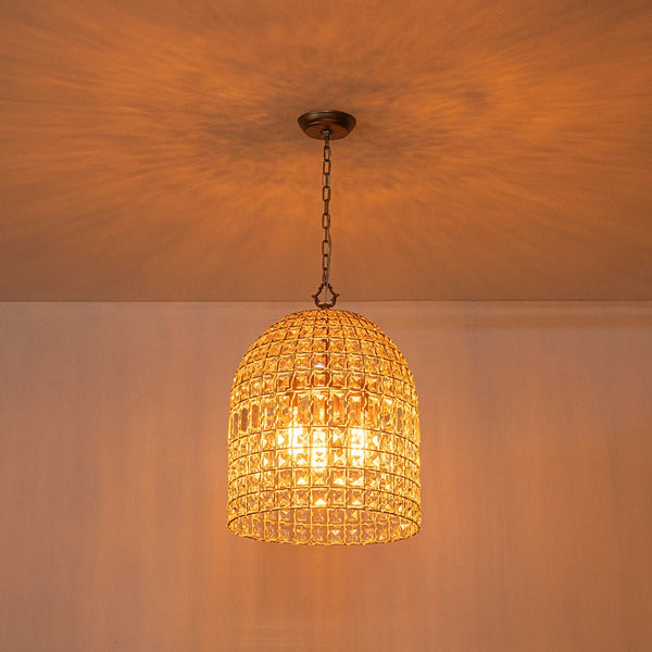Retro French 1/3-Light K9 Crystal Cage Brass Chandelier - Yiilighting