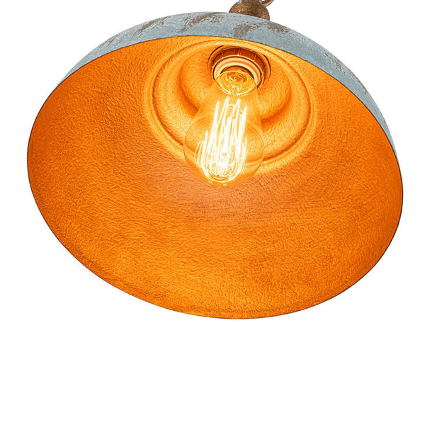Rustic Aged Patina Iron Peacock Blue Dome Pendant Light - Yiilighting
