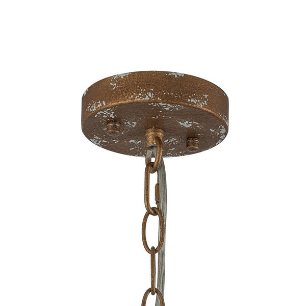 Rustic Aged Patina Iron Peacock Blue Dome Pendant Light - Yiilighting