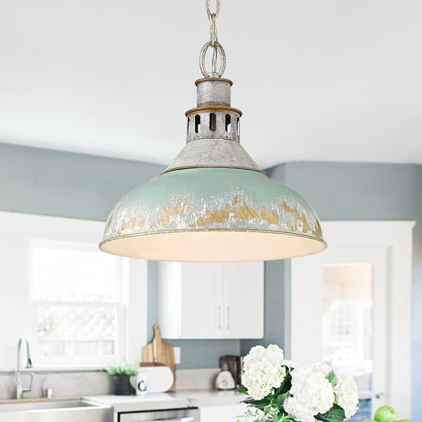 Rustic Retro Aged 1 - Light Bowl Shape Metal Pendant Light - Yiilighting