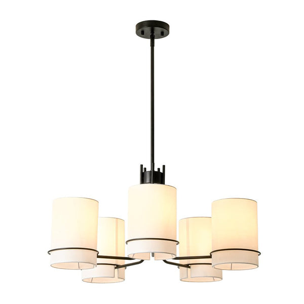 Scandinavian 5 - Light Cylindrical Fabric Metal Chandelier - Yiilighting