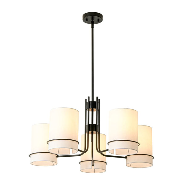 Scandinavian 5 - Light Cylindrical Fabric Metal Chandelier - Yiilighting