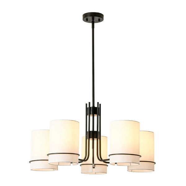 Scandinavian 5 - Light Cylindrical Fabric Metal Chandelier - Yiilighting