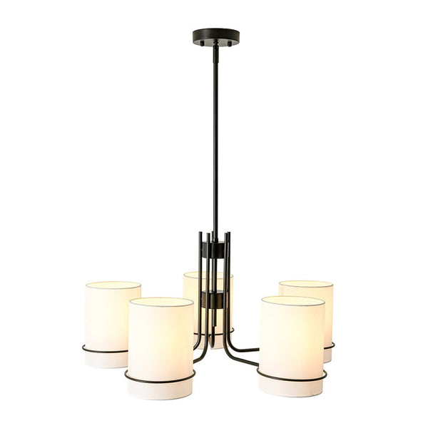 Scandinavian 5 - Light Cylindrical Fabric Metal Chandelier - Yiilighting