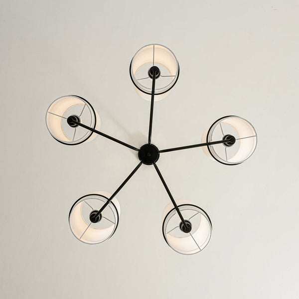 Scandinavian 5 - Light Cylindrical Fabric Metal Chandelier - Yiilighting