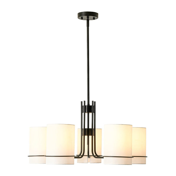 Scandinavian 5 - Light Cylindrical Fabric Metal Chandelier - Yiilighting