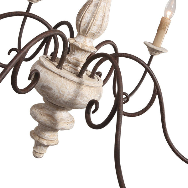 Shabby Chic 6-Light Distressed Wood Candle Style Chandelier - Yiilighting
