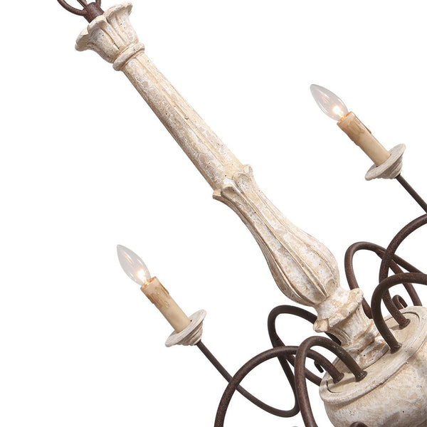 Shabby Chic 6-Light Distressed Wood Candle Style Chandelier - Yiilighting