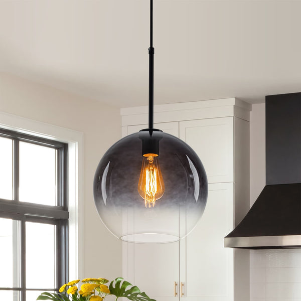 Single-light Modern Gradient Smoke Grey Glass Pendant Light | E27 Vintage Hanging Lamp - Yiilighting