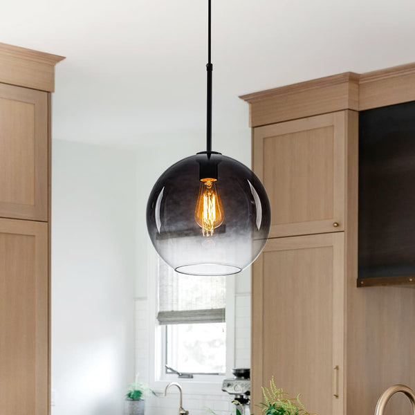 Single-light Modern Gradient Smoke Grey Glass Pendant Light | E27 Vintage Hanging Lamp - Yiilighting