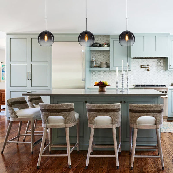 Single-light Modern Gradient Smoke Grey Glass Pendant Light | E27 Vintage Hanging Lamp - Yiilighting