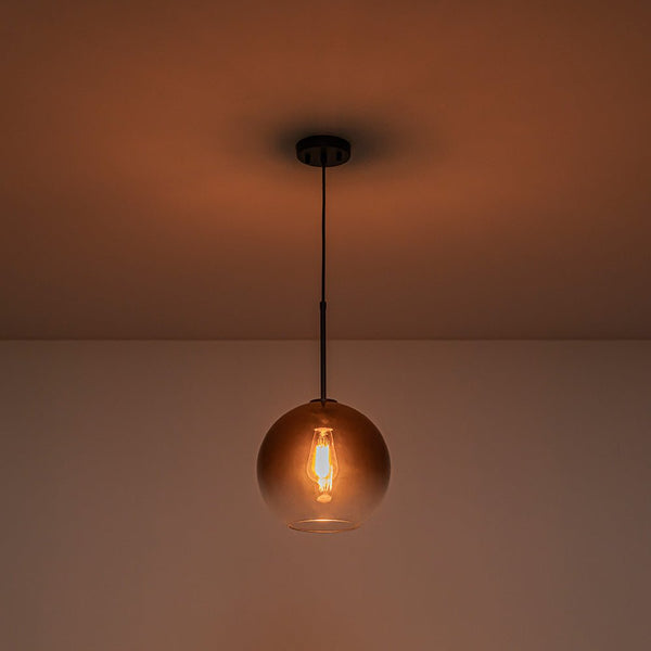 Single-light Modern Gradient Smoke Grey Glass Pendant Light | E27 Vintage Hanging Lamp - Yiilighting