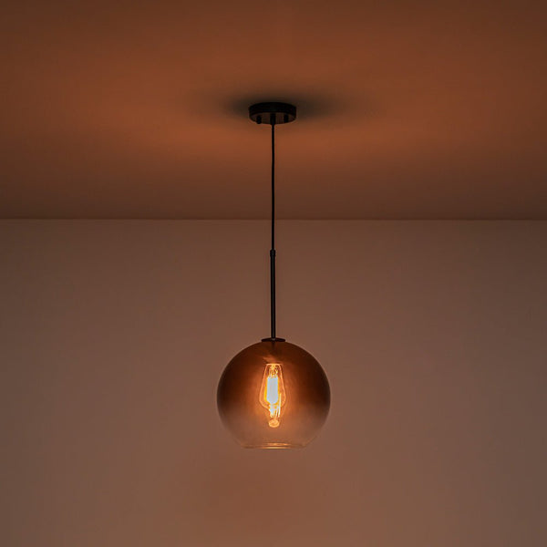 Single-light Modern Gradient Smoke Grey Glass Pendant Light | E27 Vintage Hanging Lamp - Yiilighting