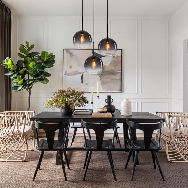 Single-light Modern Gradient Smoke Grey Glass Pendant Light | E27 Vintage Hanging Lamp - Yiilighting