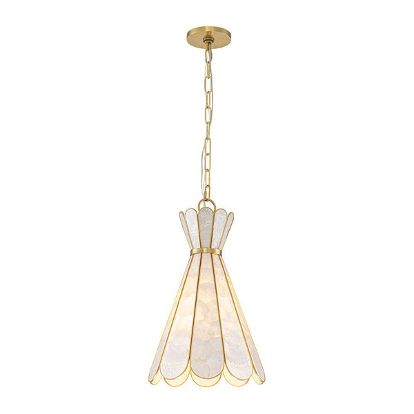 Single-Light Petal Shell Pendant Light | Antique Gold E27 Hanging Lamp - Yiilighting