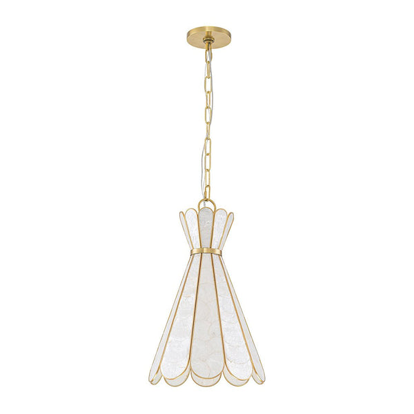 Single-Light Petal Shell Pendant Light | Antique Gold E27 Hanging Lamp - Yiilighting
