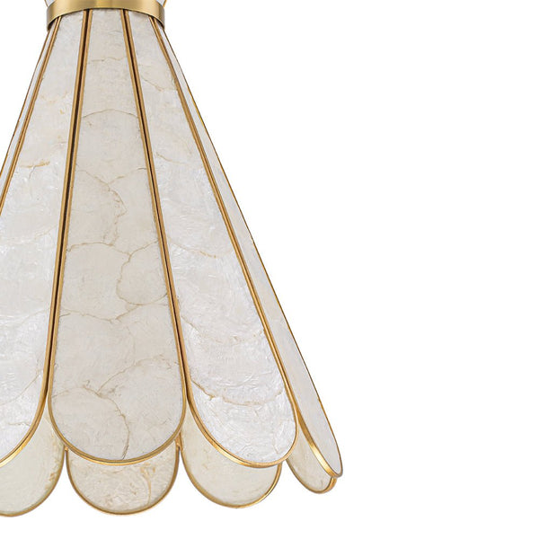 Single-Light Petal Shell Pendant Light | Antique Gold E27 Hanging Lamp - Yiilighting