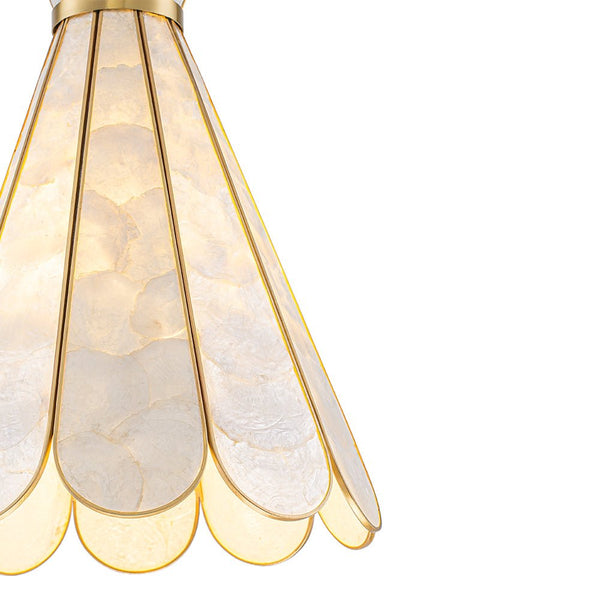 Single-Light Petal Shell Pendant Light | Antique Gold E27 Hanging Lamp - Yiilighting