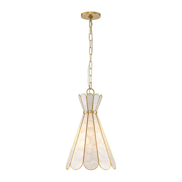 Single-Light Petal Shell Pendant Light | Antique Gold E27 Hanging Lamp - Yiilighting