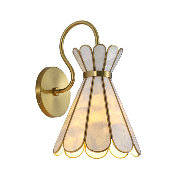 Single-Light Petal Shell Wall Sconce | Antique Gold E27 Bedside Light - Yiilighting