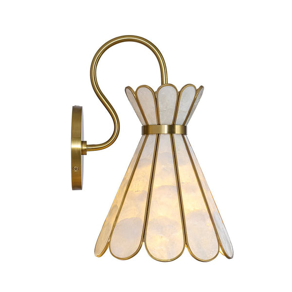 Single-Light Petal Shell Wall Sconce | Antique Gold E27 Bedside Light - Yiilighting