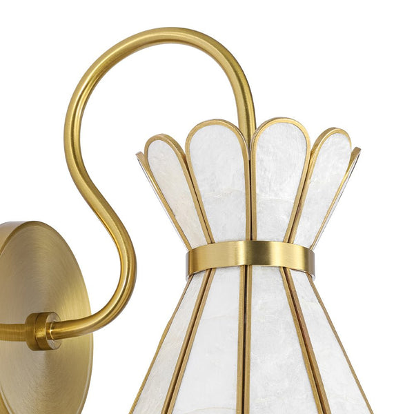 Single-Light Petal Shell Wall Sconce | Antique Gold E27 Bedside Light - Yiilighting
