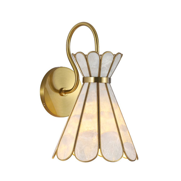 Single-Light Petal Shell Wall Sconce | Antique Gold E27 Bedside Light - Yiilighting