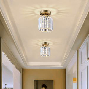 Small Simple Clear Crystal Shade Cylinder Ceiling Light - Yiilighting