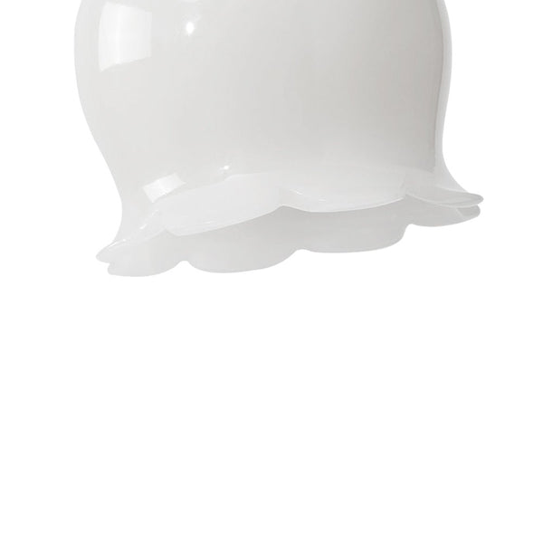 Soft 1-Light Vintage Cream Style Floral Milky Glass Pendant Light - Yiilighting