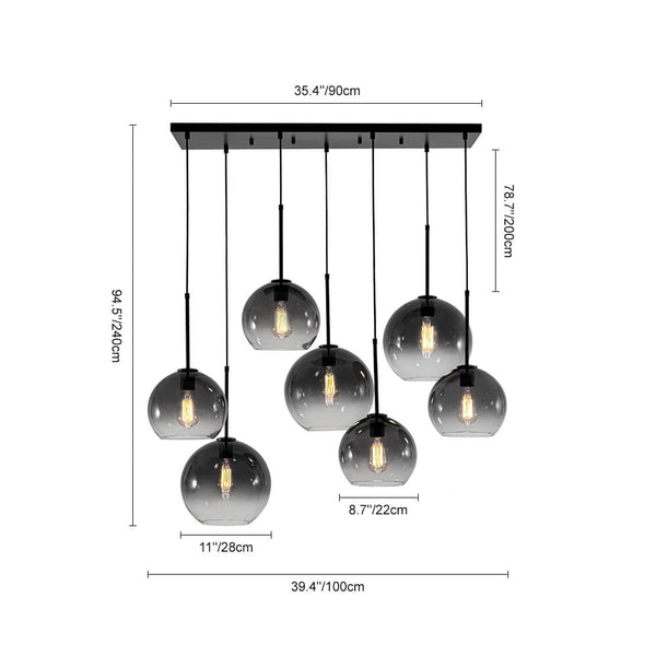 Timeless 7 - Light Glass Globe Cluster Chandelier Pendant - Yiilighting