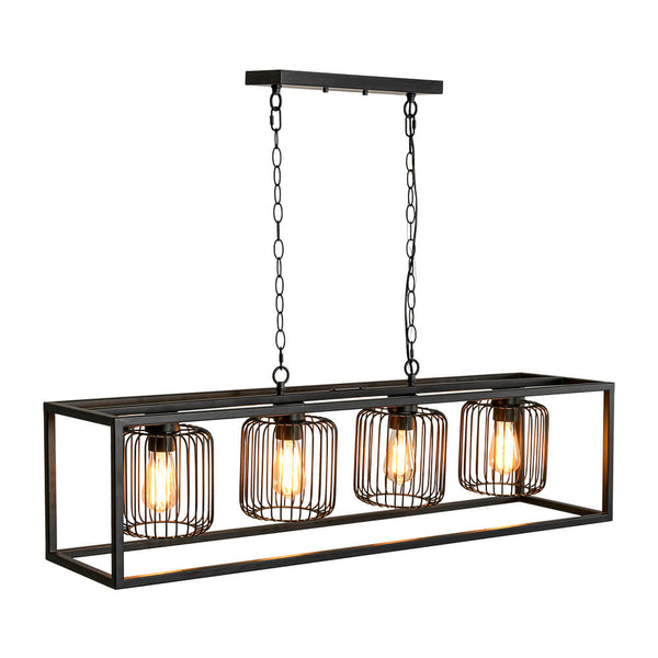 Traditional 4 - Light Rectangular Cage Island Pendant Light - Yiilighting