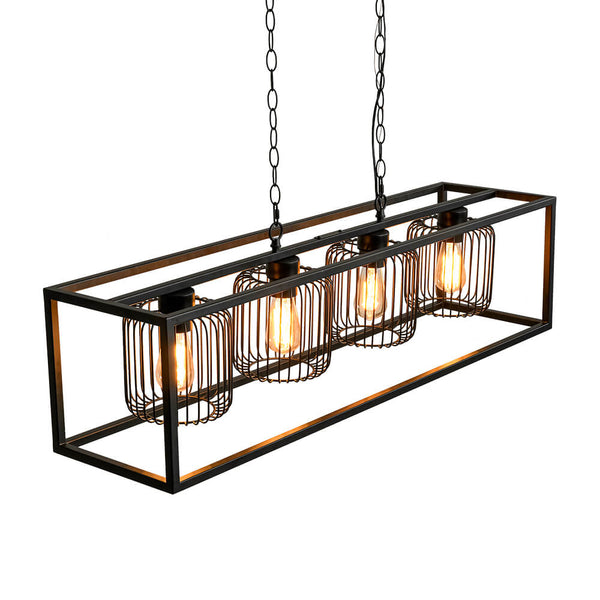 Traditional 4 - Light Rectangular Cage Island Pendant Light - Yiilighting