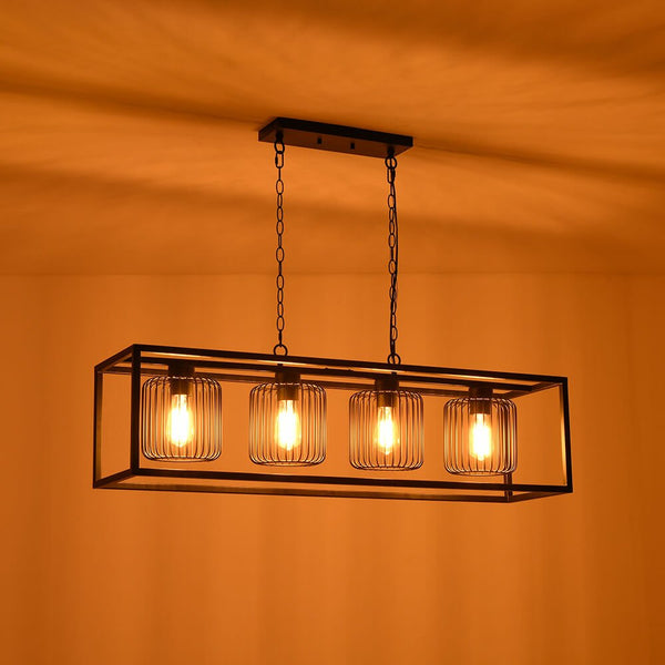 Traditional 4 - Light Rectangular Cage Island Pendant Light - Yiilighting