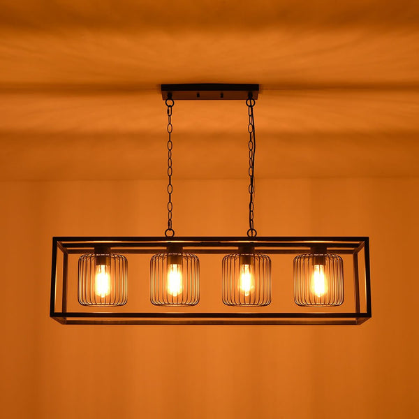 Traditional 4 - Light Rectangular Cage Island Pendant Light - Yiilighting