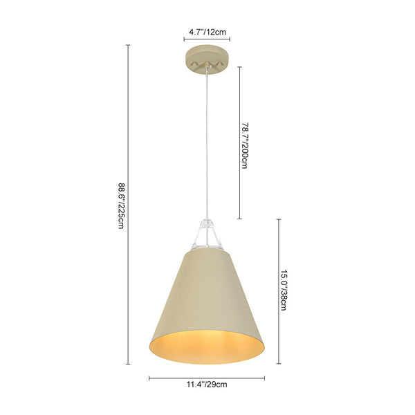 Two - Tone Nordic Cream Style Khaki Conical Single Pendant Light - Yiilighting