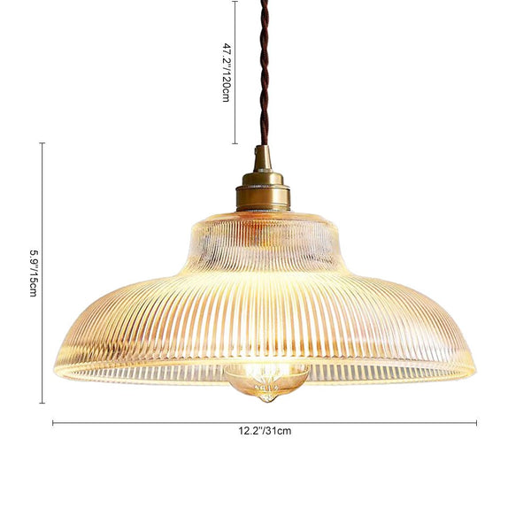 Vintage 1 - Light Striped Glass Dome - Shaped Pendant Light - Yiilighting