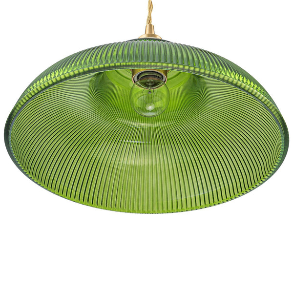 Vintage 1-Light Striped Glass Dome-Shaped Pendant Light - Yiilighting