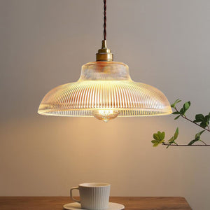Vintage 1 - Light Striped Glass Dome - Shaped Pendant Light - Yiilighting