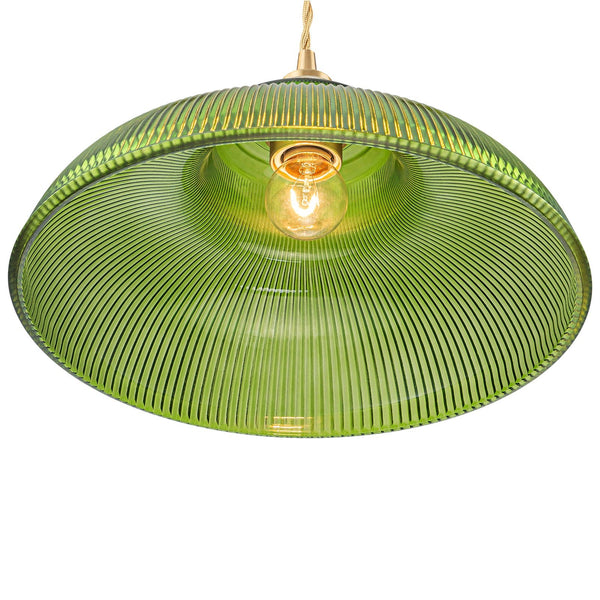 Vintage 1-Light Striped Glass Dome-Shaped Pendant Light - Yiilighting