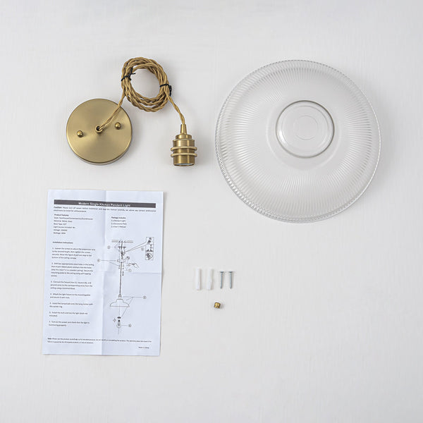 Vintage 1-Light Striped Glass Dome-Shaped Pendant Light - Yiilighting