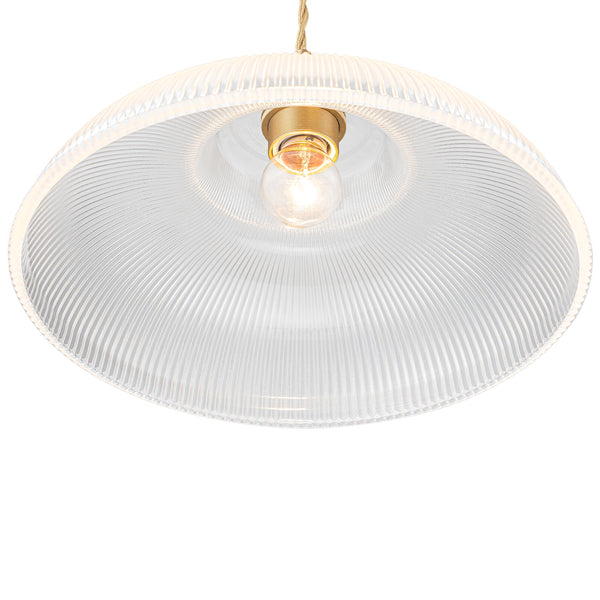 Vintage 1-Light Striped Glass Dome-Shaped Pendant Light - Yiilighting