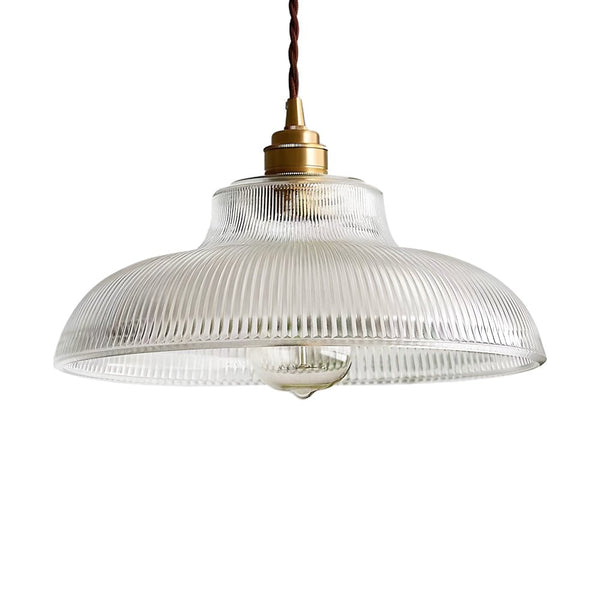 Vintage 1 - Light Striped Glass Dome - Shaped Pendant Light - Yiilighting