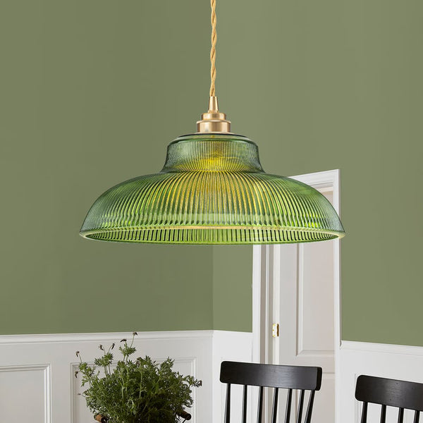 Vintage 1-Light Striped Glass Dome-Shaped Pendant Light - Yiilighting