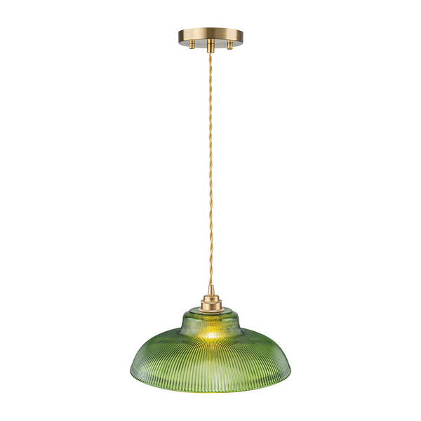 Vintage 1-Light Striped Glass Dome-Shaped Pendant Light - Yiilighting