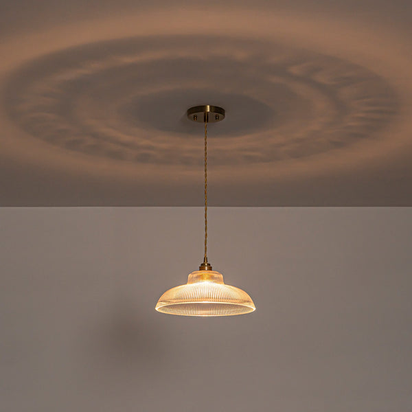 Vintage 1-Light Striped Glass Dome-Shaped Pendant Light - Yiilighting