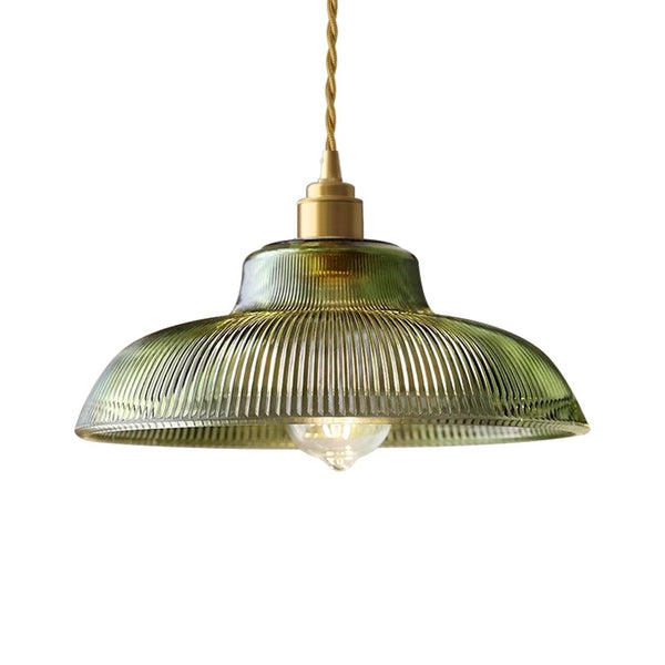 Vintage 1-Light Striped Glass Dome-Shaped Pendant Light - Yiilighting