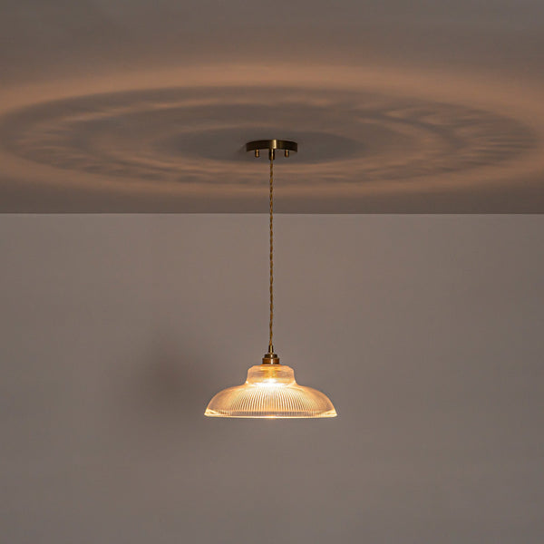 Vintage 1-Light Striped Glass Dome-Shaped Pendant Light - Yiilighting