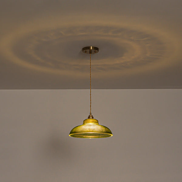 Vintage 1-Light Striped Glass Dome-Shaped Pendant Light - Yiilighting